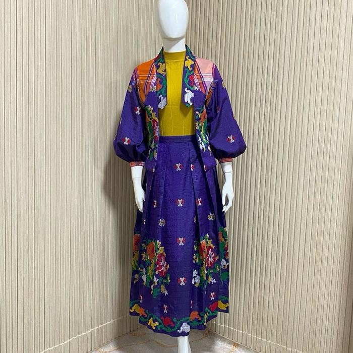 One Set Outer & Rok Etnik Tenun Motif Lagosi