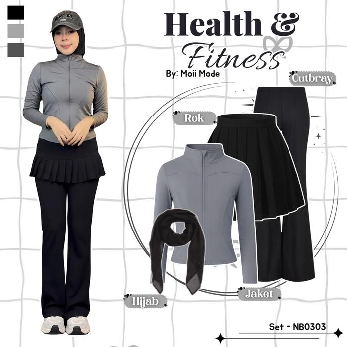 4 In One Set Ootd Wanita Remaja Kekinian Setelan Moii Mode Atasan Jaket Olahraga Slimfit Body Lengan