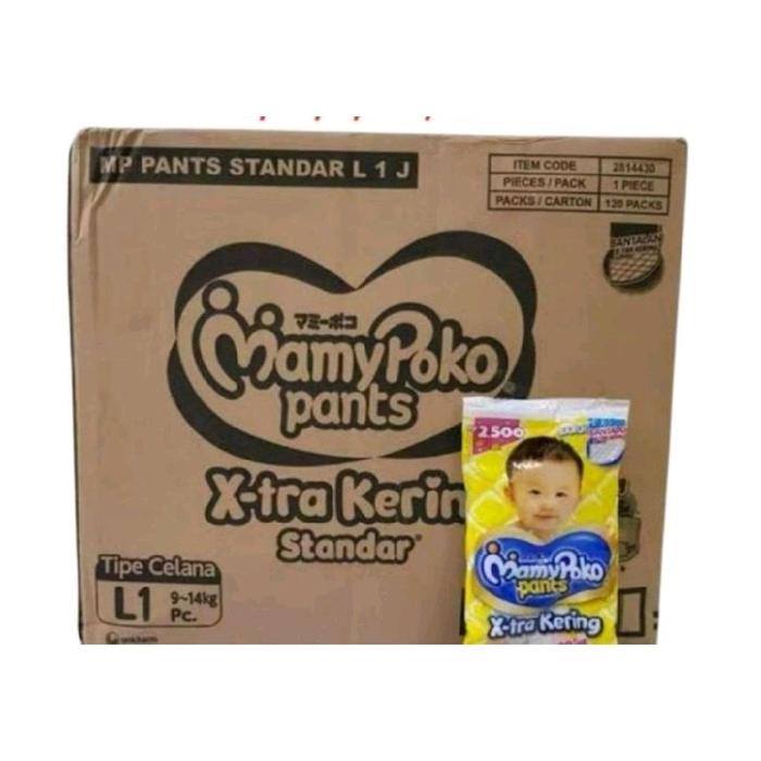 Pampes MamyPoko Pants X-tra Kering Ukuran L M S ( 1 dus 12 renceng ) & Ukuran L M S ( 1 dus 4 Ball )