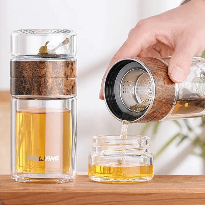 Tea Separator Cup Tea Separation Double Wall Glass Bottle Transparent