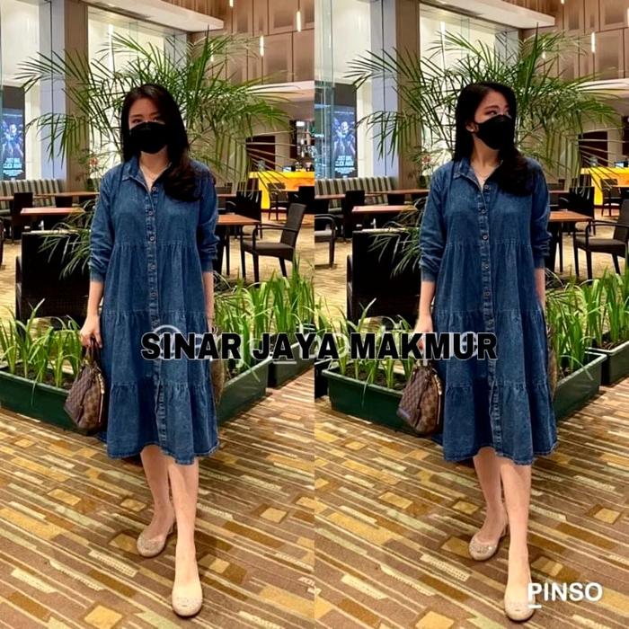 GHIA LONG TUNIK FASHION MUSLIM LENGAN PANJANG TUNIK JEANS BAHAN DENIM JEANS IMPORT