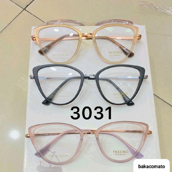 Fassino Eyewear Kacamata Fashionable Model 3031 Warna Rose Gold Hitam & Pink Frame Trendy untuk Wani