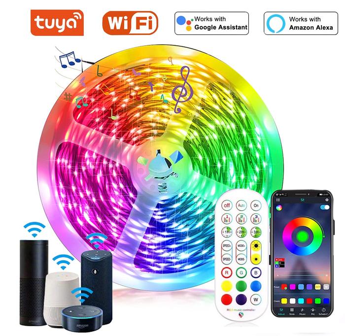 Smart Alexa Wifi LED Strip Lights 5050 RGB Tuya WiFi LED Light Strip