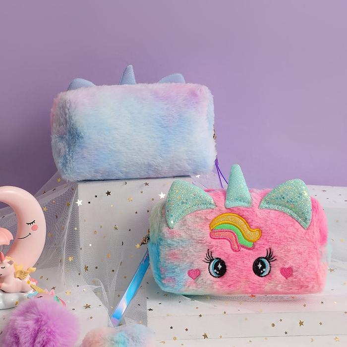 Kotak Pensil Pouch Make up Unicorn Wadah Aksesoris Alat Tulis Unicorn Alat Rias Tempat Pencil Bulu T