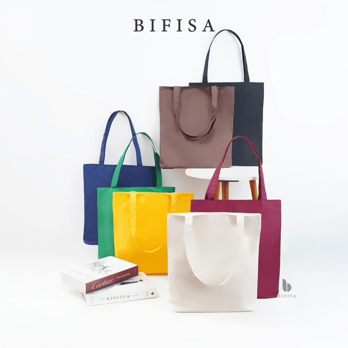 Tas Tote Bag Kanvas Resleting POLOS Tas Selempang Totebag Canvas Sleting Totbag Lucu Kekinian Totteb