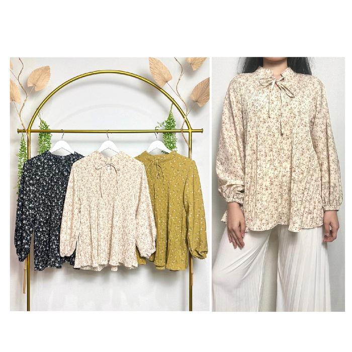 Blus Motif bahan Ceruty Kekinian