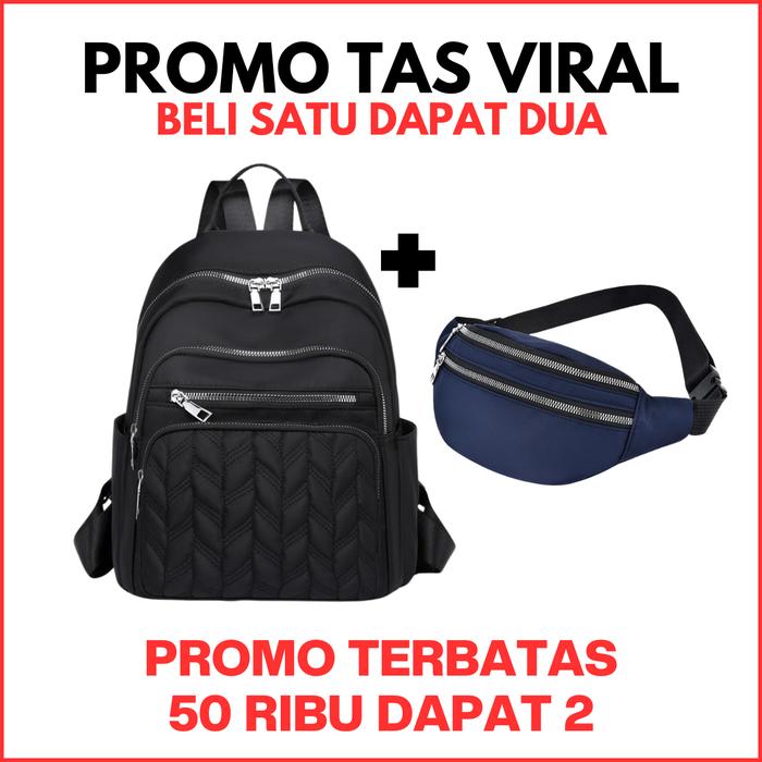 TAS VIRAL - BELI 1 DAPAT 2 Ransel Backpack Multifungsi Cibao Elegan Bordir Ukuran 25x8x36 CM + BONUS