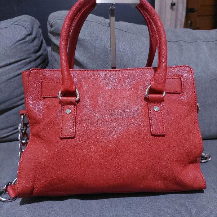 Tas Wanita MK Hamilton Medium Red Leather Satchel Tote