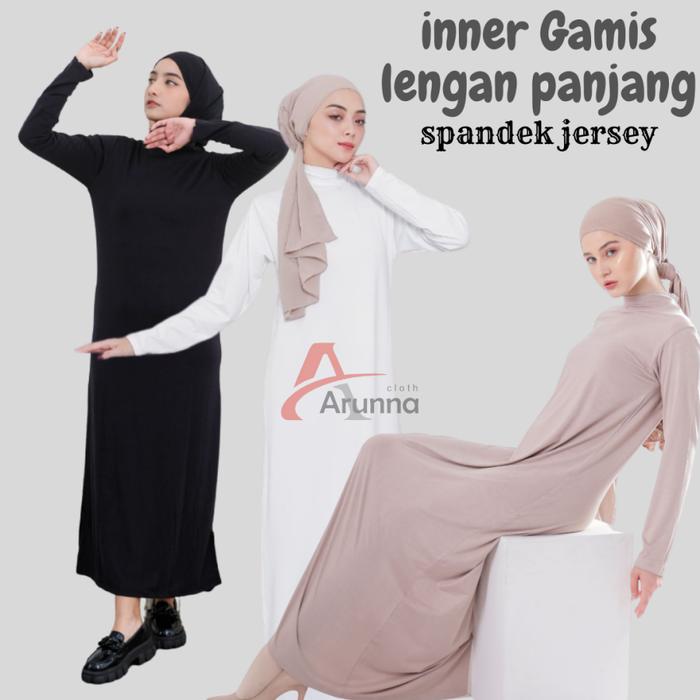 Daleman Baju Manset Inner Dress Lengan Panjang Gamis Kaftan Bahan Spandek Jersey Soft Lebih dari 14 