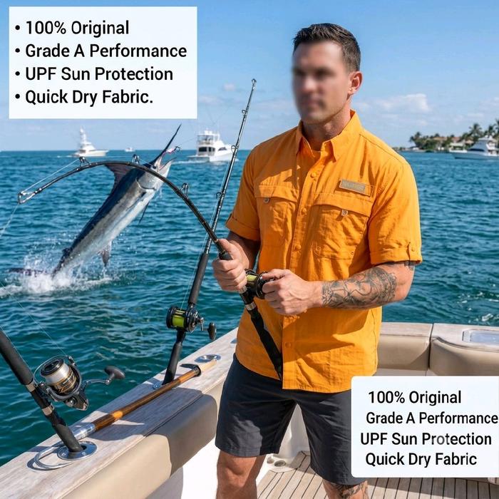 Reel Legends,  Fishing Shirt Men's,Quickdry,UPF,Vented Button