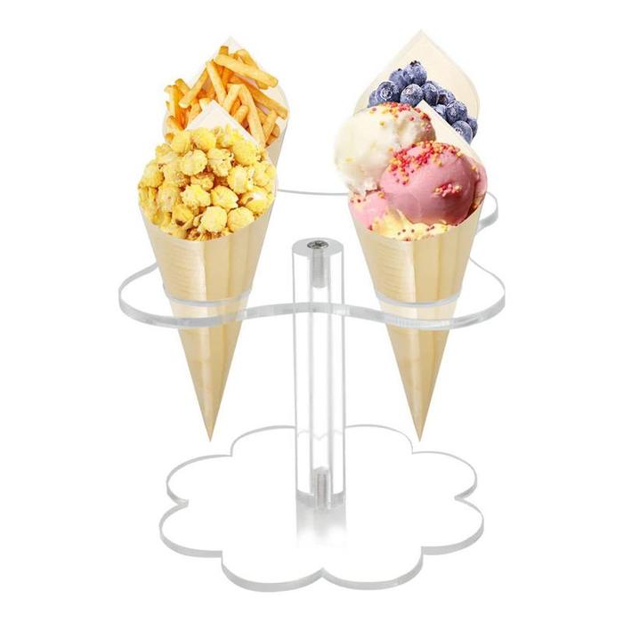 4 Hole Transparent Ice Cream Cone Holder Round Acrylic Ice Cream Cone