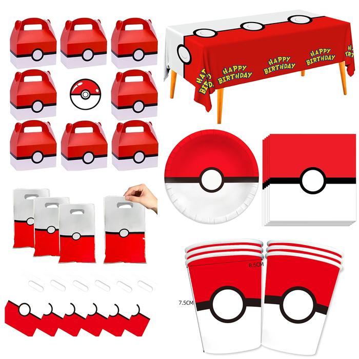 Pokemon Birthday Party Decor Foil Balloons Disposable Tableware Set Cup Plate Napkin Pikachu Kids Bo