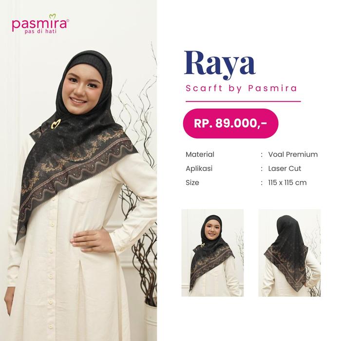Hijab Scraft RAYA by Pasmira - Square Muslim Scarf