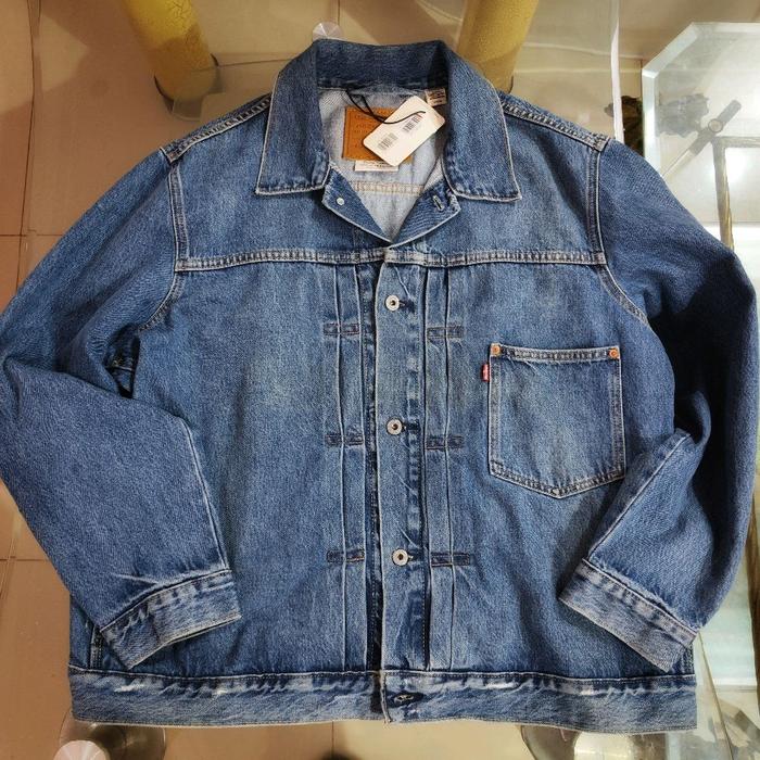 Original Levis Trucker Jacket Type 1 Medium Washed Blue Boxy Oversized Jaket Pria 100% Cotton