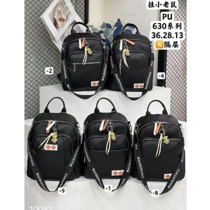 Tas Ransel wanita JSH 630# 2in 1 Bahan Kulit Sintetis. Tas Wanita Tas Ransel Kulit Khusus Hitam.