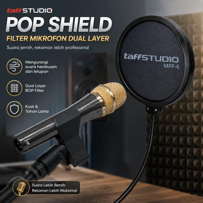 GrandMall - Pop Filter Mikrofon | Filter Noise Mic | Pop Shield Dual Layer