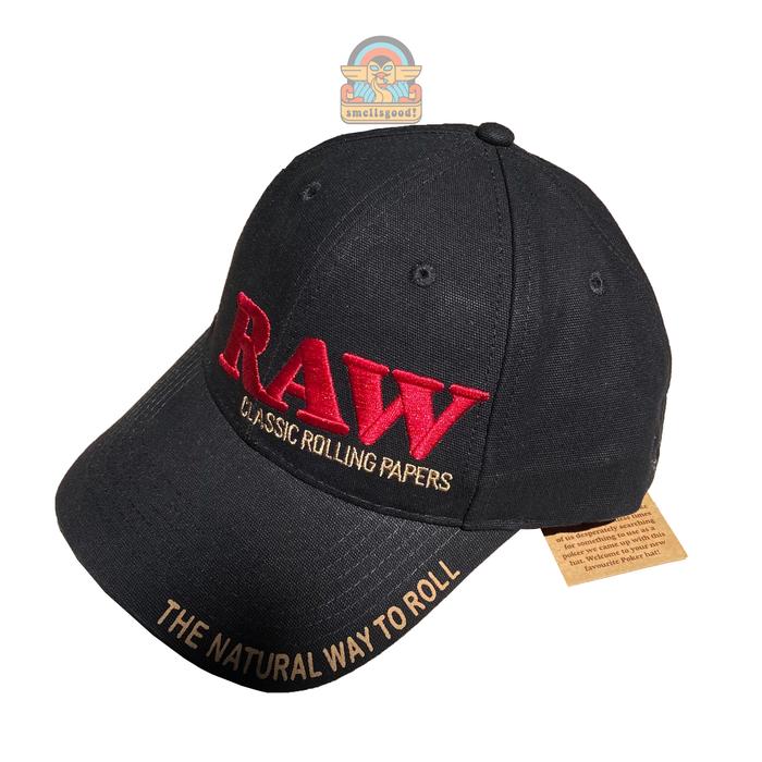 RAW Topi Poker Raw Original Black - 100% Katun Hotam dengan Logo Embroidery dan Poker Bambu