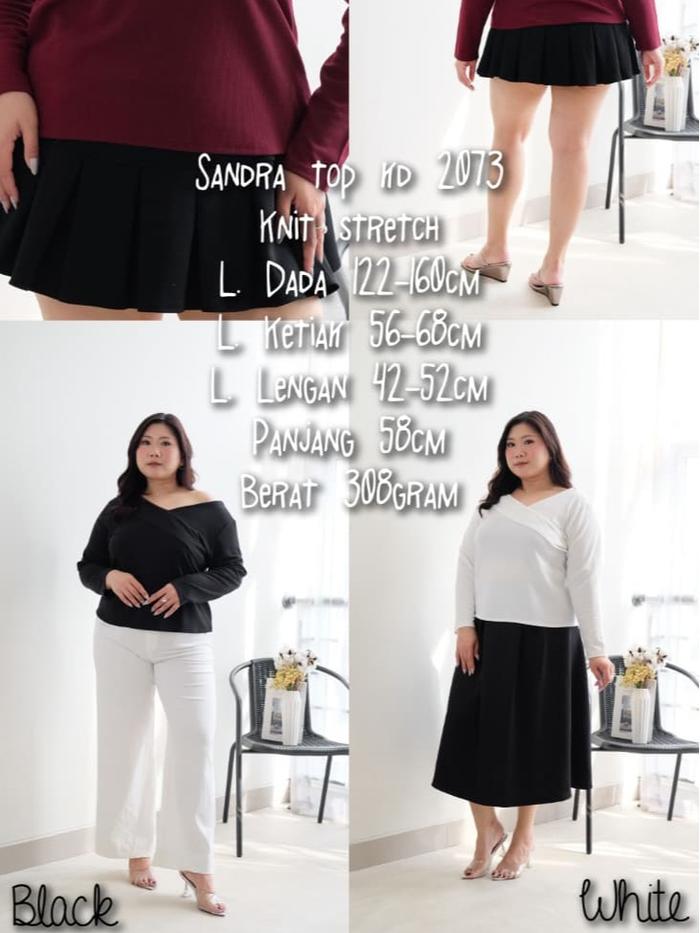 Sandra Bigsize Top kd 2073 | Atasan jumbo knit stretch one shoulder