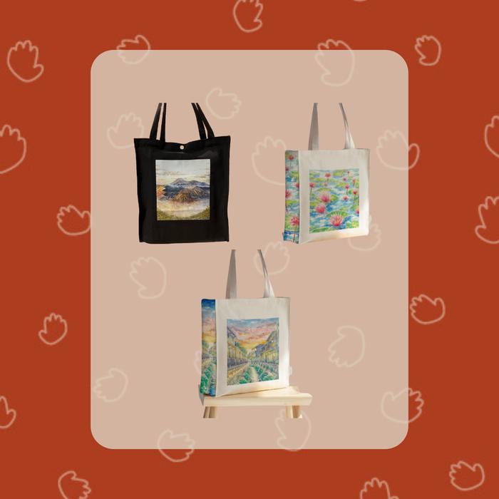 Totebag Kain Kanvas Malang Ilustrasi Watercolor Ikonik Malang | DariKota