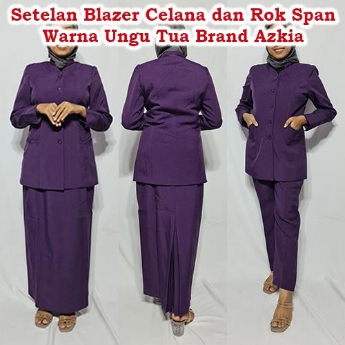 ~Harga Special~ setelan blazer ungu tua brand azkia set rok span dan celana kancing Buruan Sebelum K