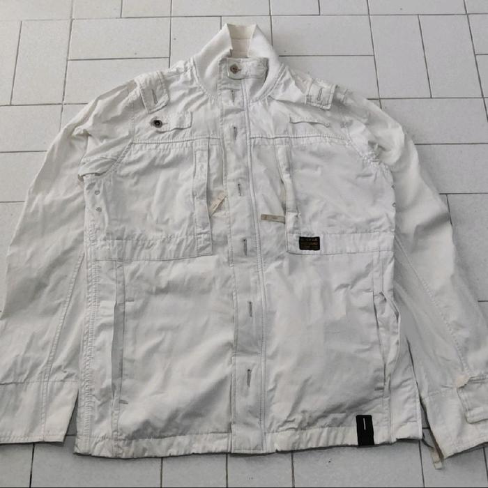 Jaket Casual Motoran Denim G-Star Raw Putih