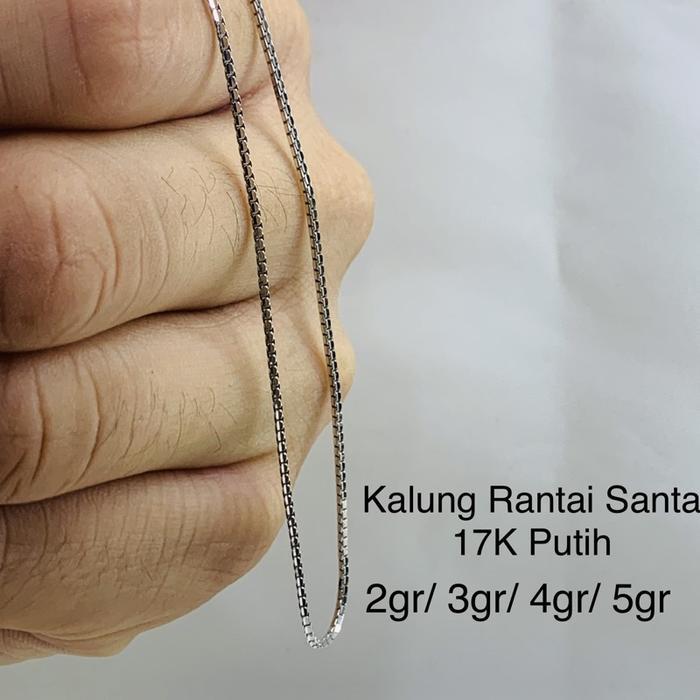 Kalung Rantai Emas Asli Italy Santa Putih Kadar 750 17K 2 3 4 5 Gr Gram