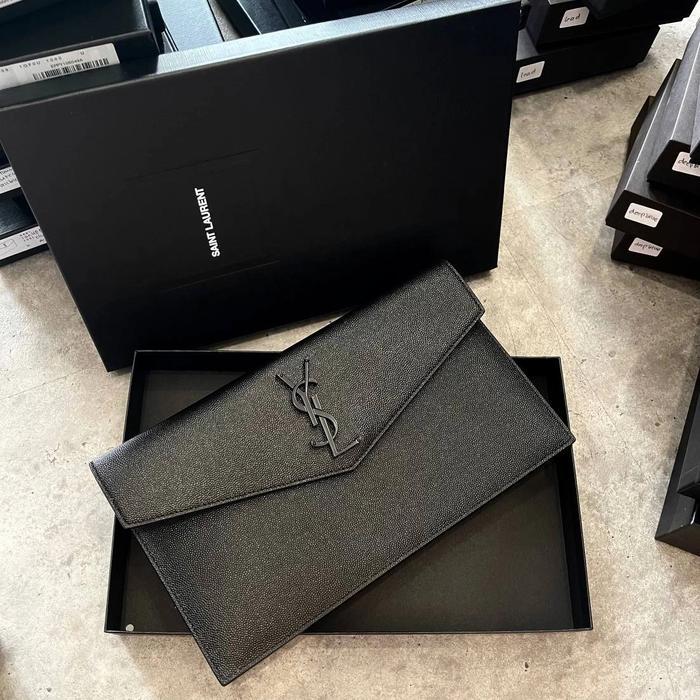 SAINT LAURENT YSL UPTOWN CLUTCH ALL BLACK