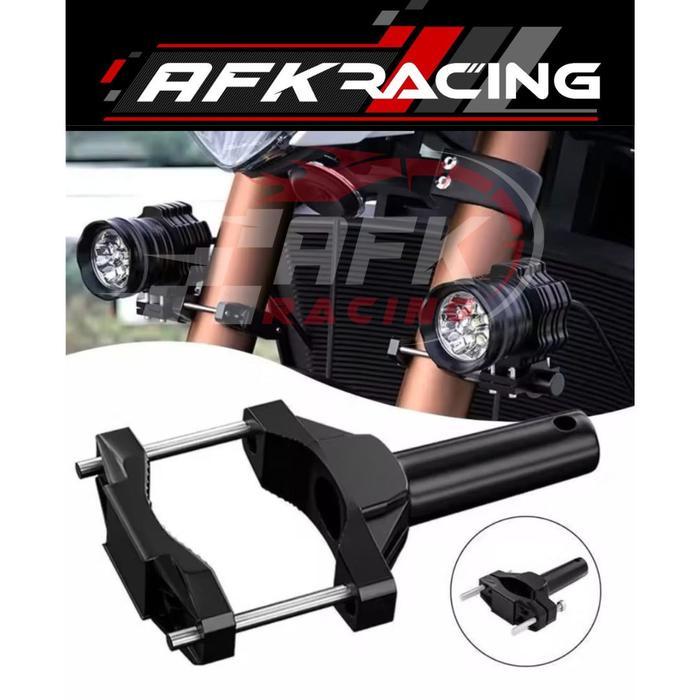 breket bracket lampu tembak model jepit as tabung shock depan motor universal alumunium super tebal 