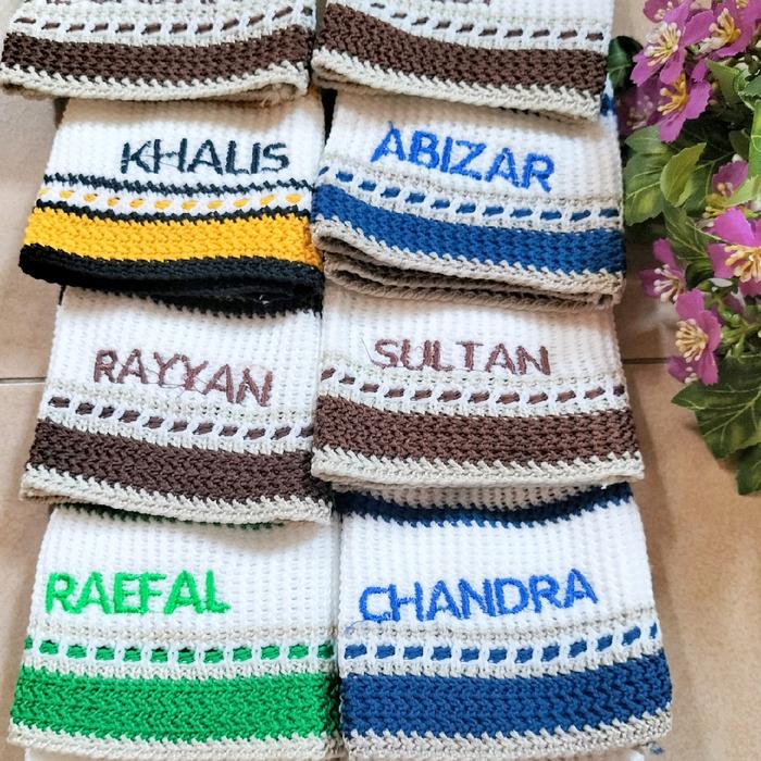 Freenama peci rajut custom nama bayi, anak, dewasa  Abu Biru Coklat Hijau Kuning Putih Merah Hitam