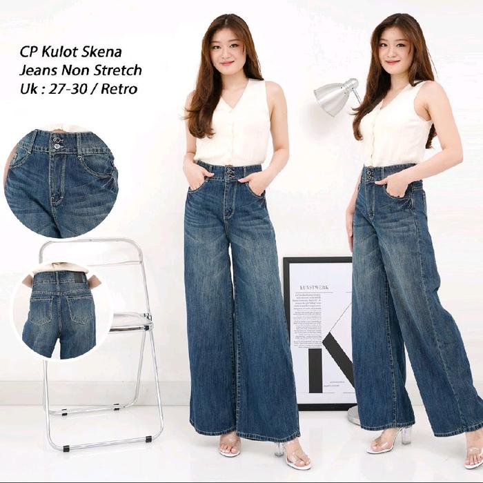 CP Kulot Skena Jeans Non Stretch Uk 27 30 Retro Celana Jeans Wanita Model Retro Ukuran 27 30
