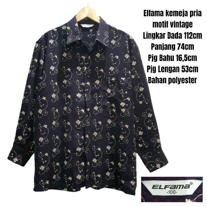 Elfama kemeja pria motif vintage