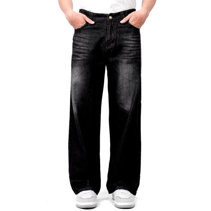 Celana Panjang Pria Jeans Pants Korean Style Gombrang Warna Hitam Wisker Tebal & Nyaman Celana GONDE