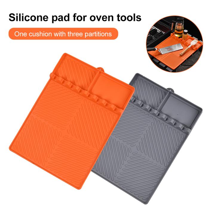Silicone Griddle Side Shelf Mat Large Silicone Spatula Mat with Drip