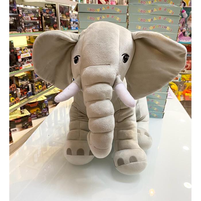 boneka animal binatang gajah duduk besar jumbo mirip asli warna abu grey bagus murah lembut empuk (0