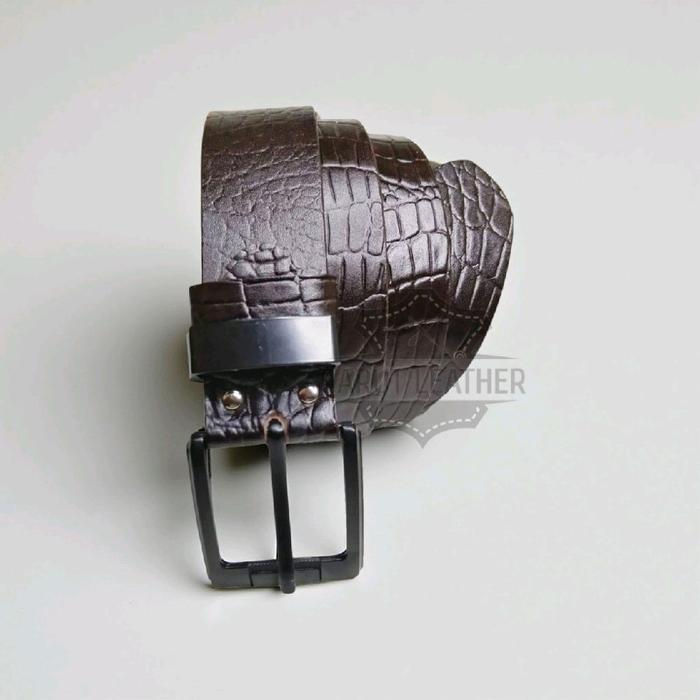 Sabuk Ikat Pinggang Pria Kulit Asli/Gesper Kulit Pria/Belt Kulit Buaya Termurah