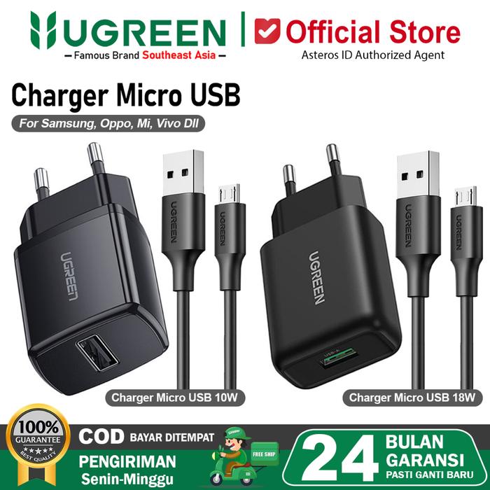 UGREEN Charger Micro USB For Samsung, Mi, Oppo Fast Charging 10w 15w - 18w