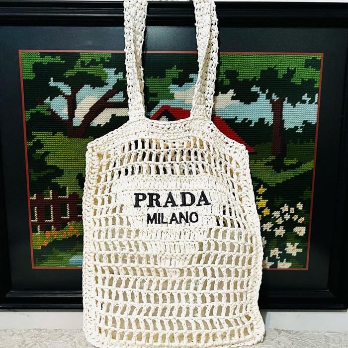 Tas Tote Prada Rajutan Crochet - Bekas Second Preloved Original Authentic