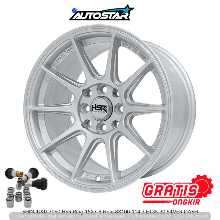 VELG RACING CONCAVE HSR SHNJUKU R15 SILVER DASH PAS BUAT BRIO JAZZ RS FREED YARIS MARCH SWIFF DATSUN