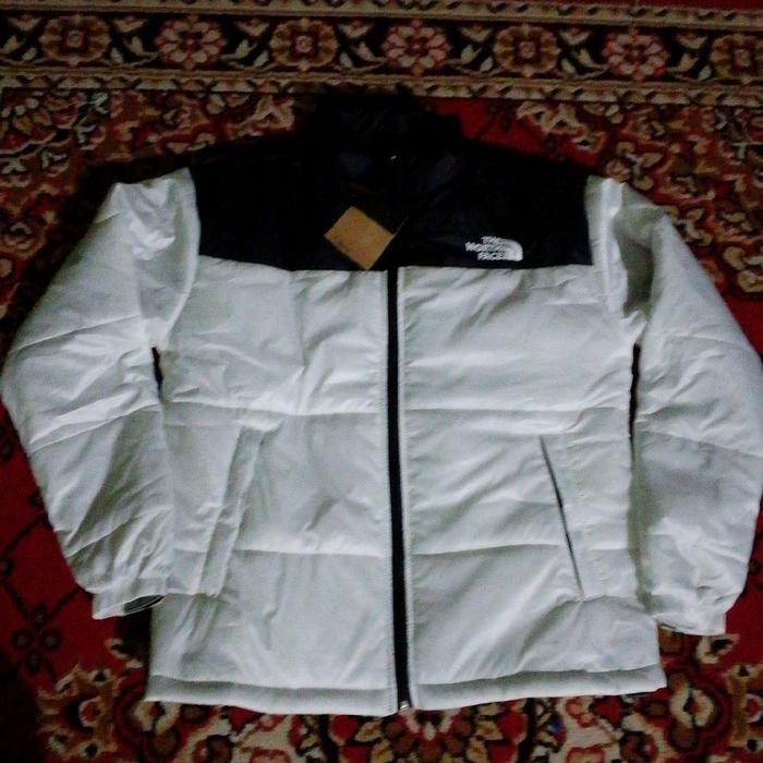 Tnf Puffer jaket kombinasi Hitam putih,Windbreaker jaket Size XL pemakaian XL fit to XXL ,cek seleng