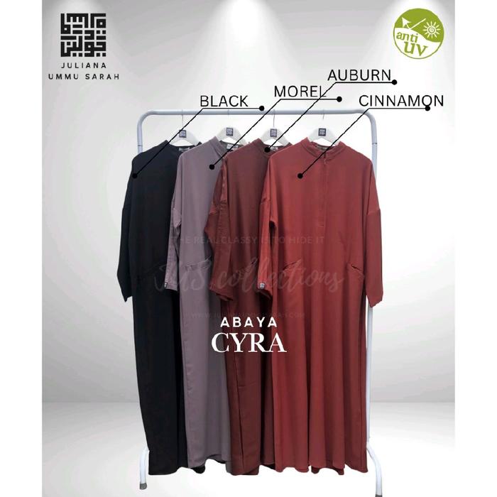 Juliana Ummu Sarah CYRA ABAYA Anti UV dengan Pilihan Warna Hitam Morel Auburn Cinnamon Gamis Lebaran