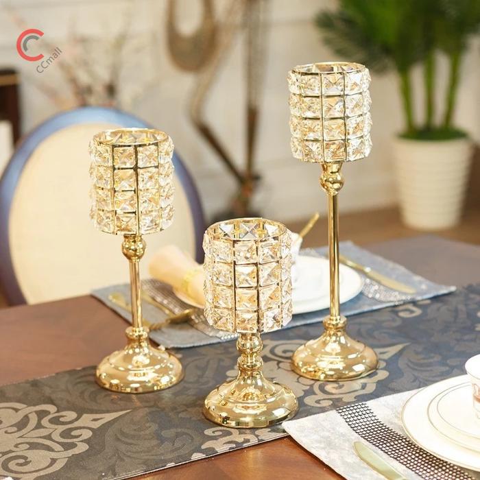 【Termurah-COD】Kristal Pajangan Meja Krista Tempat Lilin Kristal Meja Makan Mewah Elegant Crystal Sta