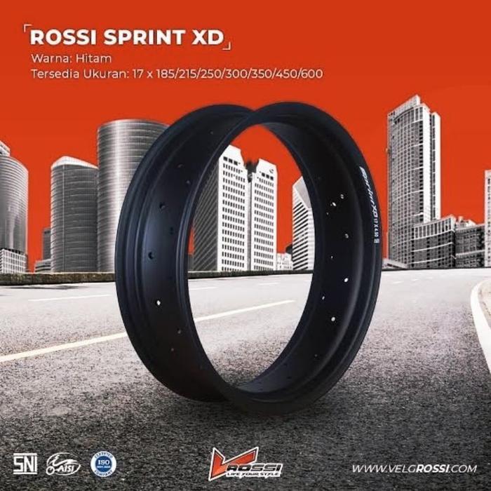 Velg Rossi Rossy Sprint Xd 250 300 350 Ring 17 36H 32H Supermoto Black Rossi Xd Wr Klx Crf Original