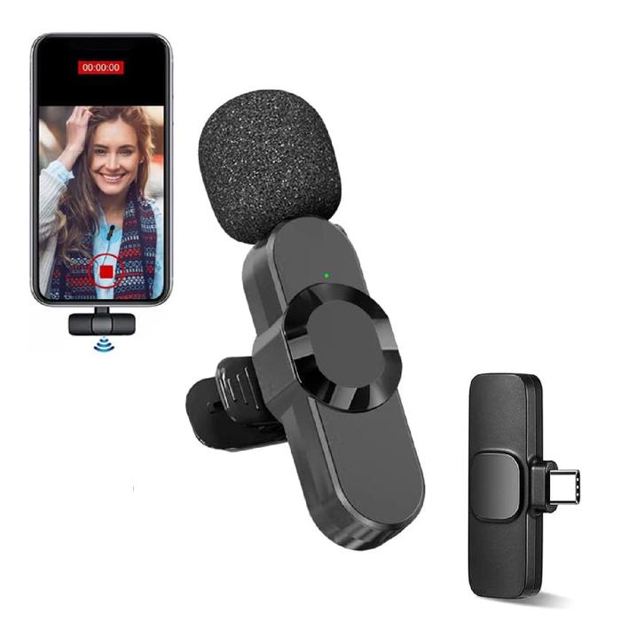 MalakuMall | Clip On Wireless | 2.4G Bluetooth Mikrofon | Lavalier 2in1 USB C