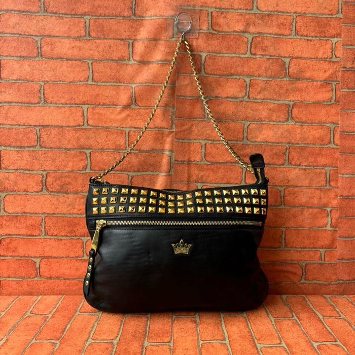 TAS SHOULDER JESTINA KULIT ASLI WANITA SECOND BRANDED HITAM / TAS SHOLDER RANTAI KULIT ASLI WANITA