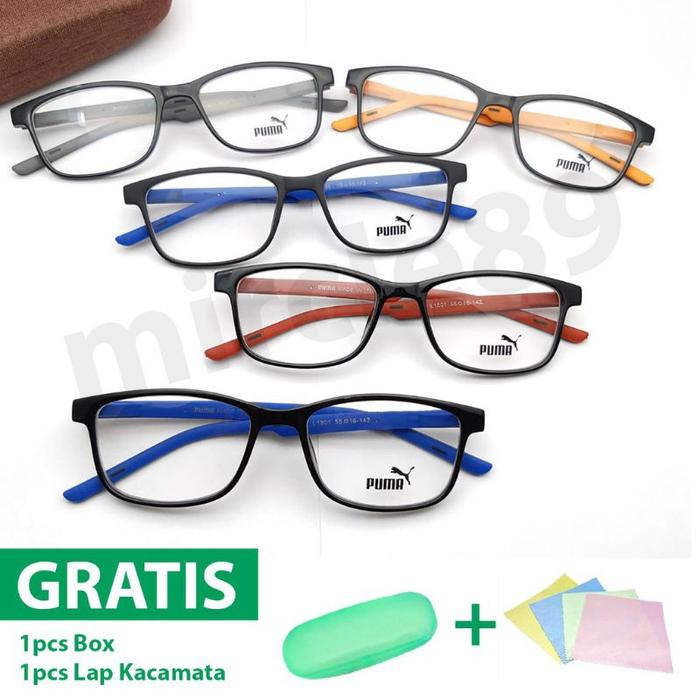 FRAME PUMA 1801 PASANG LENSA MINUS PLUS SILINDER ANTI RADIASI UNTUK PRIA DAN WANITA