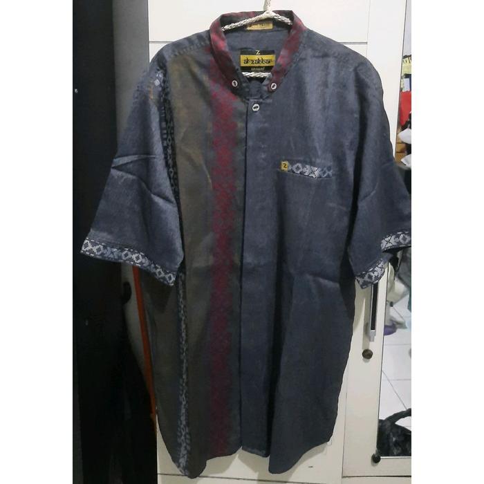 Preloved - Kemeja abu abu lengan pendek pris size XL merk Al Zabbar