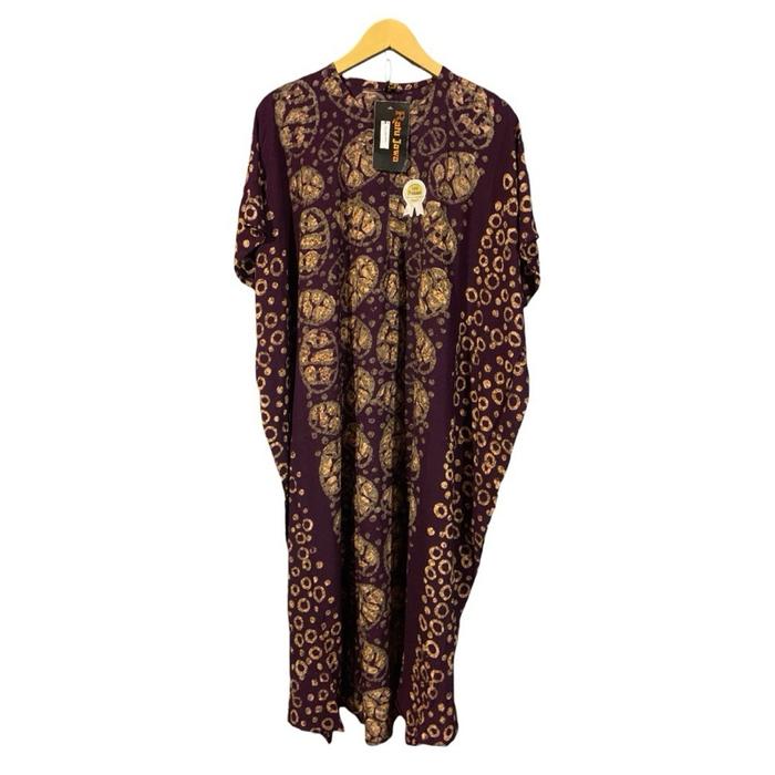 Daster Lowo Jumbo Batik Ratu Jawa Kembang Motif Elegan Warna Ungu Tua