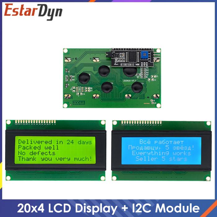 10PCS LCD2004 + I2C 2004 20X4 2004A Biru/Hijau Layar HD44780 Karakter
