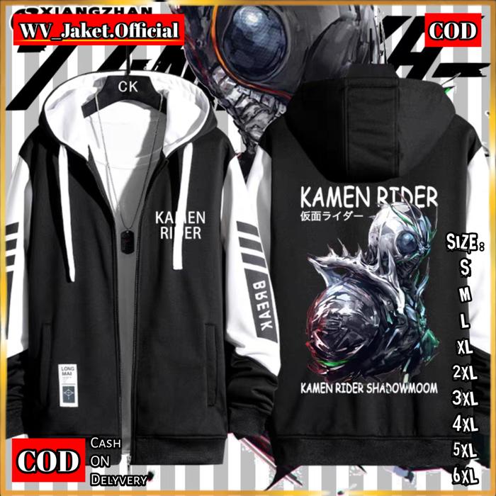 JAKET HOODIE ZIPPER KAMEN RIDER SHODOWMOOM Jaket Fleece Lembut nyaman Zippers Kupluk OVERSIZE S M L