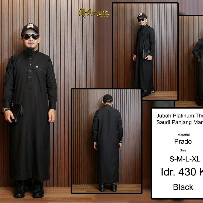 jubah platinum Ashab series bahan prado anti uv Al Amwa jubah pria gamis pria jubah thobe al amwa pl